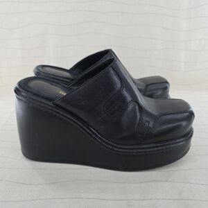 Candies Women Y2K Black Leather Slip On Platform Clogs Shoes 410-16260 Size 7